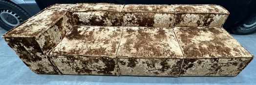 Crushed Velvet Orange/Brown Detachable 3 Piece Sofa