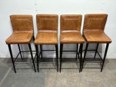 8 x Brown Faux Leather High Rise Bar Stools/Chairs