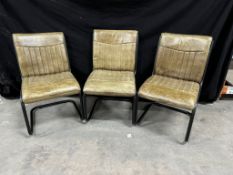 7 x Green Faux Leather Lounge Chairs