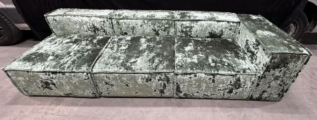 Crushed Velvet Green Detachable 3 Piece Sofa