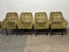 7 x Green Suede Effect Dining Chairs