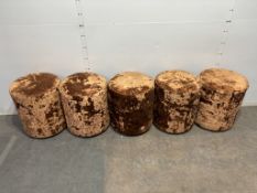 5 x Crushed Velvet Orange/Brown Pouffes