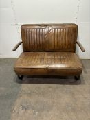 2 x Brown Faux Leather Vintage Car Seat Style Sofas