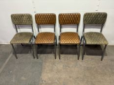 8 x Green/Brown Faux Leather Dining Chairs