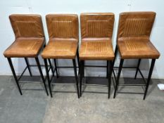 6 x Brown Faux Leather High Rise Bar Stools/Chairs