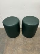 2 x Green Faux Leather Pouffes