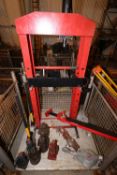 Clarke Strong Arm Hydraulic Workshop Press & Quantity of jacks, hook/pulley blocks etc