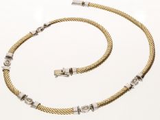 Kette/Collier: ausgefallenes und ehemals teures Designer-Collier mit Brillanten, Bicolor