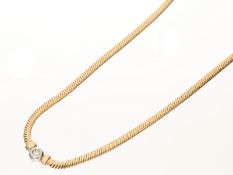 Kette/Collier: Brillant/Solitär-Mittelteilcollier, 14K Gold