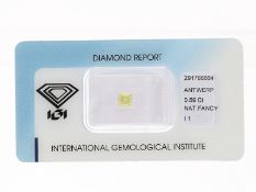 Gelber Diamant im Square-Cushion-Cut, ca. 0,59ct mit IGI-Report