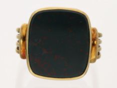 Ring: breiter goldener Siegelring mit Jaspis, vintage Handarbeit