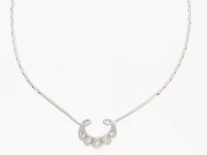 Kette/Collier: weißgoldenes Designer-Brillant-Mittelteilcollier
