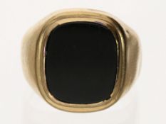 Ring: goldener vintage Herrenring mit Onyx