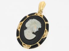 Anhänger: sehr schöner goldener vintage Anhänger mit Brillanten, Onyx und Opal