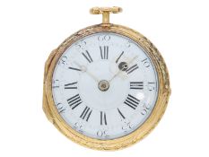 Taschenuhr: 4-Farben Gold-Spindeluhr, Romilly Paris um 1770
