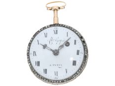 Taschenuhr: seltene, große italienische, goldene Spindeluhr mit Steinbesatz, Charles Gay a Turin um