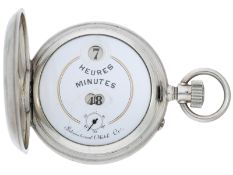 Taschenuhr: seltene, ganz frühe IWC Savonnette mit Sprungziffern, Patent Pallweber, ca. 1885