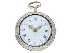 Taschenuhr: englische Repoussé Doppelgehäuse-Spindeluhr Samson London, HM 1785