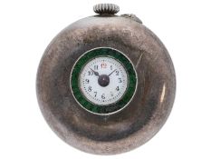 Taschenuhr: seltene Knopfloch-Uhr mit Smaragdbesatz, vermutlich um 1900