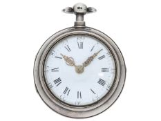 Taschenuhr: interessante, frühe Londoner Spindeluhr mit silberner Werksdekoration, W. Byfield um 171