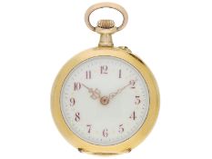 Taschenuhr: seltene Jugendstil Damenuhr mit Gold/Emaille Reliefgehäuse, Ducommun-Sandoz & Cie. um 19