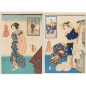 2 Original Japanische Ukiyo-e Holzschnitte
