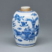 Blau bemalte Balustervase