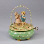 Spieldose zwei Tänzer im Bogen. Wendt & Kühn, Grünhainichen/ Erzgebirge um 1956.
