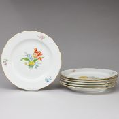 6 Speiseteller - Blume 3. Meissen 1980 (4x) und 1991 (2x).