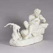 Faun mit Panflöte und Ziegenbock - Peter Simon Lamine. Nymphenburg ab 1905.