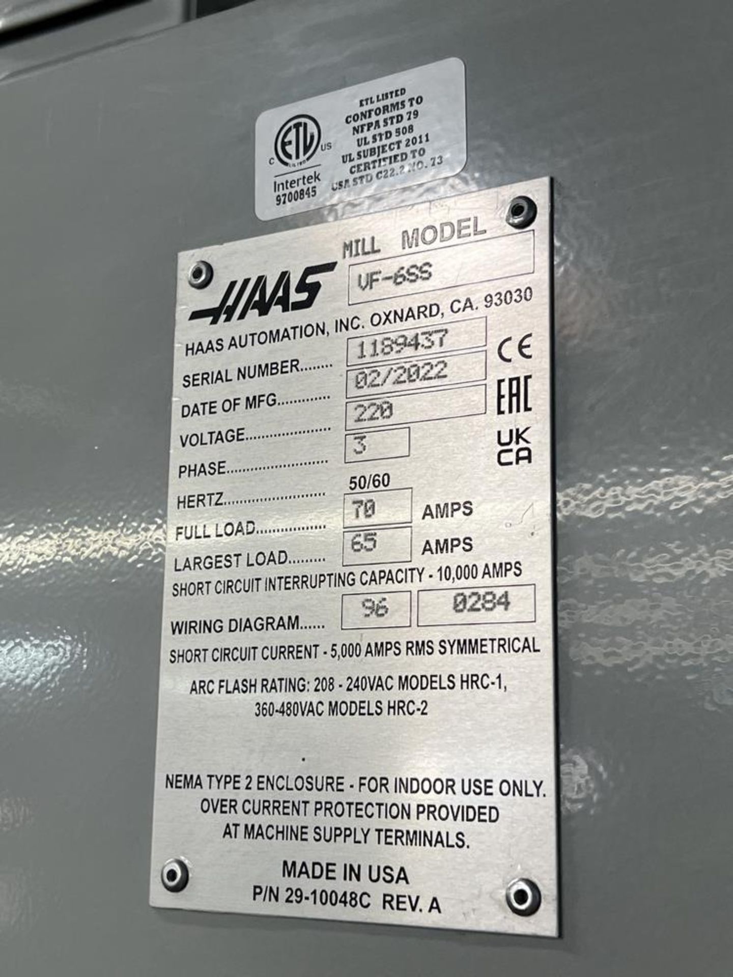 2022 Haas VF-6SS Vertical Machining Center, Remote Jog, 12K, Renishaw Probing, P-Cool, Quad Auger, - Image 15 of 28