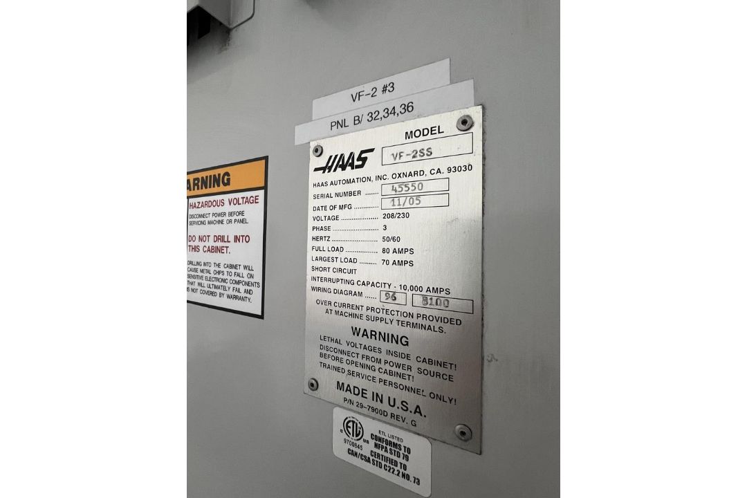 2005 Haas VF-2SS Vertical Machining Center, 12,000 RPM, Auger, P-Cool, Sidemount, HSTC, HIL, - Image 13 of 15
