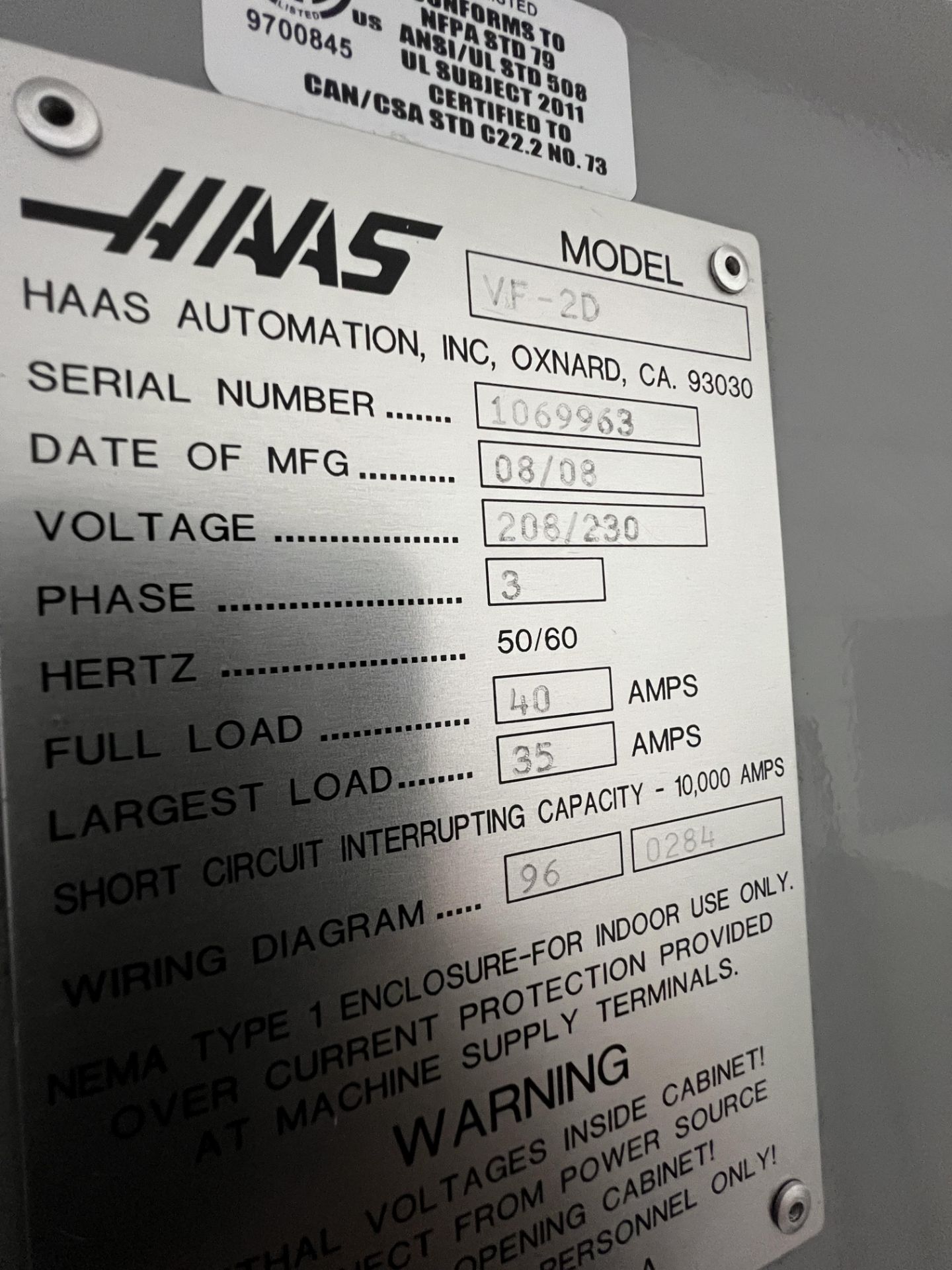 2008 Haas VF-2 CNC Vertical Machining Center, 20 Tool Umbrella Tool Changer, 4th Axis Wired, Jog - Image 26 of 32