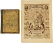Konvolut von einem Gedenkblatt und einem Buch