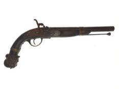 Perkussionspistole, Knauf mit geschnitztem Kopf, Kal. 18mm