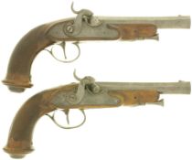 Duellpistolen-Paar, P.J. Malherbe, belgisch, Kal. 14mm