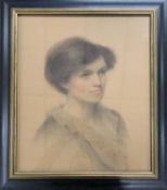 British School, circa 19th century, Bust portrait of a lady, pastel and graphite on paper, unsigned,