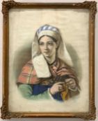 Mid 19th century portrait of a Jewish woman, pastel on paper, signed 'E.E.Such' to lower right,