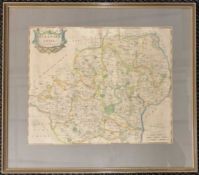 Robert Morden (1650-1703), Hertfordshire, handcoloured engraved map, 35x43cm, framed and glazed.