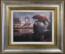 Mark Spain (British, contemporary), 'Midnight Embrace', hand embellished canvas, limited edition