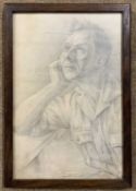 Stan Hardman (British, 20th century), 'Thoughts', pencil on paper, signed and dated 1942. Hardings