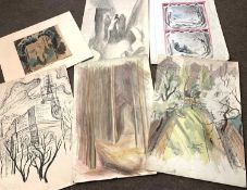 Attributed to Reginald Wooley (1912-1993), A collection of twelve theatre /performance designs and