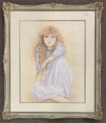 British contemporary, Portrait of a young girl, watercolour, inscribed 
