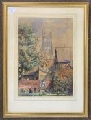 British school, circa 20th century, Worcester Cathedral, watercolour and wash with gouache,