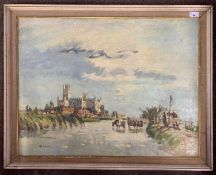Roy Hodds (British,1938-1988), View across to Ely Cathedral, oil on board, signed, 58x76cm, framed.