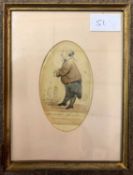 British School, 18th century, 'Chevalier Nonctone Professor of Languages' watercolour and ink,