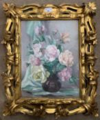 Colin Campbell (British, b. circa 1894), Still life of flowers in a plum vase, oil on board, signed,