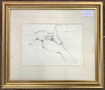 Maurice Feild (British,1905-1988), Female nude study, pencil on paper, initialed,14.5x21.5cm, framed