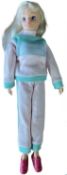 Activewear Sindy (c1987) In white striped matching two-piece tracksuit and pink sneakers