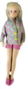 Sindy in pink and green floral jacket and pink shorts, with pink sneakers (c1980s)